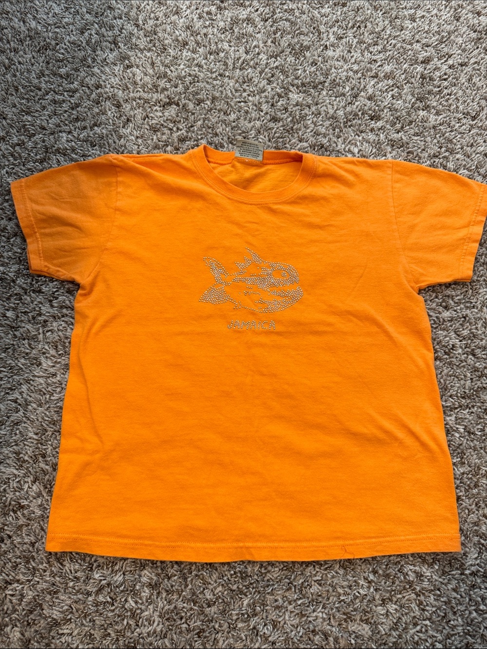 Pirana Joe Jamaica Orange Rhinestone Fish T-Shirt